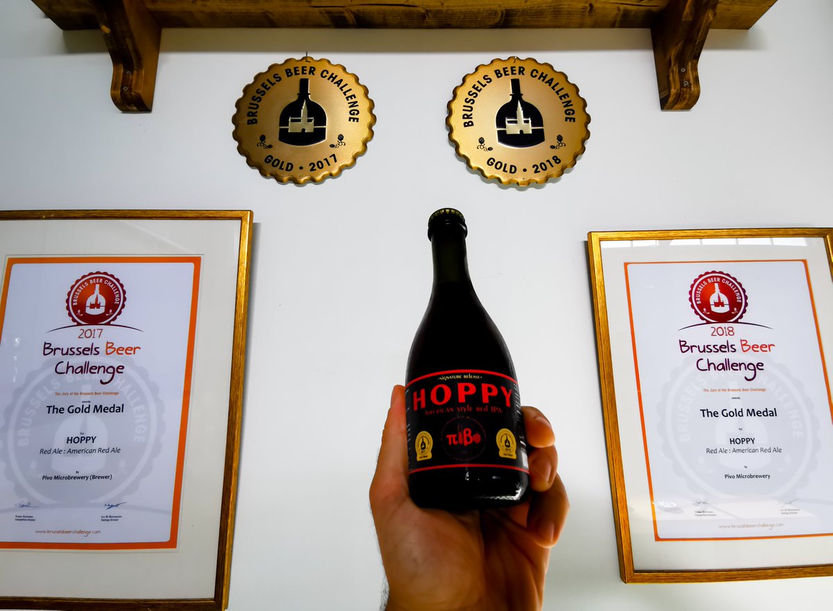 PivoMicrobrew's tweet photo. Twice gold medal awarded #Cyprus #craftbeer. Don't worry, be #HOPPY @BBeerChallenge https://t.co/3GRS8L0nji