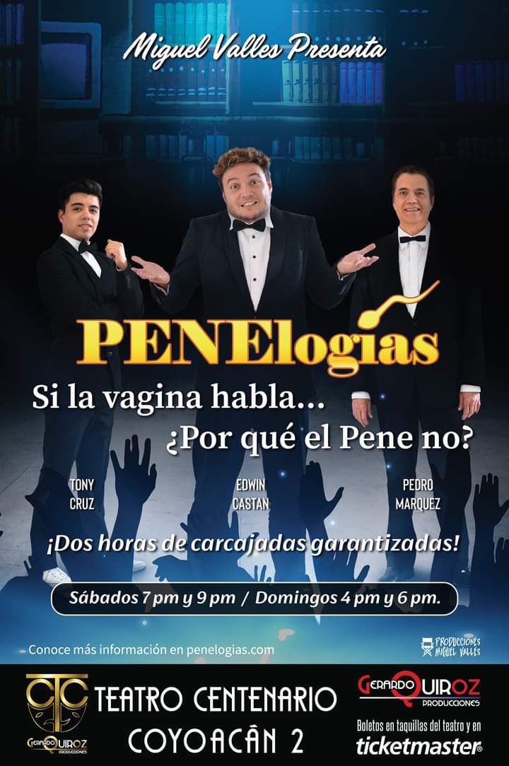 HOY <a href="/penelogiasobra/">PENElogías</a> 
Dos funciones 7:00 pm y 9:00 pm. 
Ven a pasar un momento súper divertido, contamos con todas las medidas de seguridad y sanitización para tu seguridad. 
Compra tus boletos en taquillas o directamente por <a href="/Ticketmaster_Me/">Ticketmaster México</a> 
¡Te esperamos! 
#FelizSabado #teatro