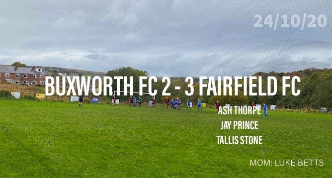 Good battle in first round of the cup, Tallis Stone sealing the game with a great strike past the keeper. Luke Betts MOM performance with some incredible saves. 

<a href="/BuxworthFC/">Buxworth FC</a> same time next week.