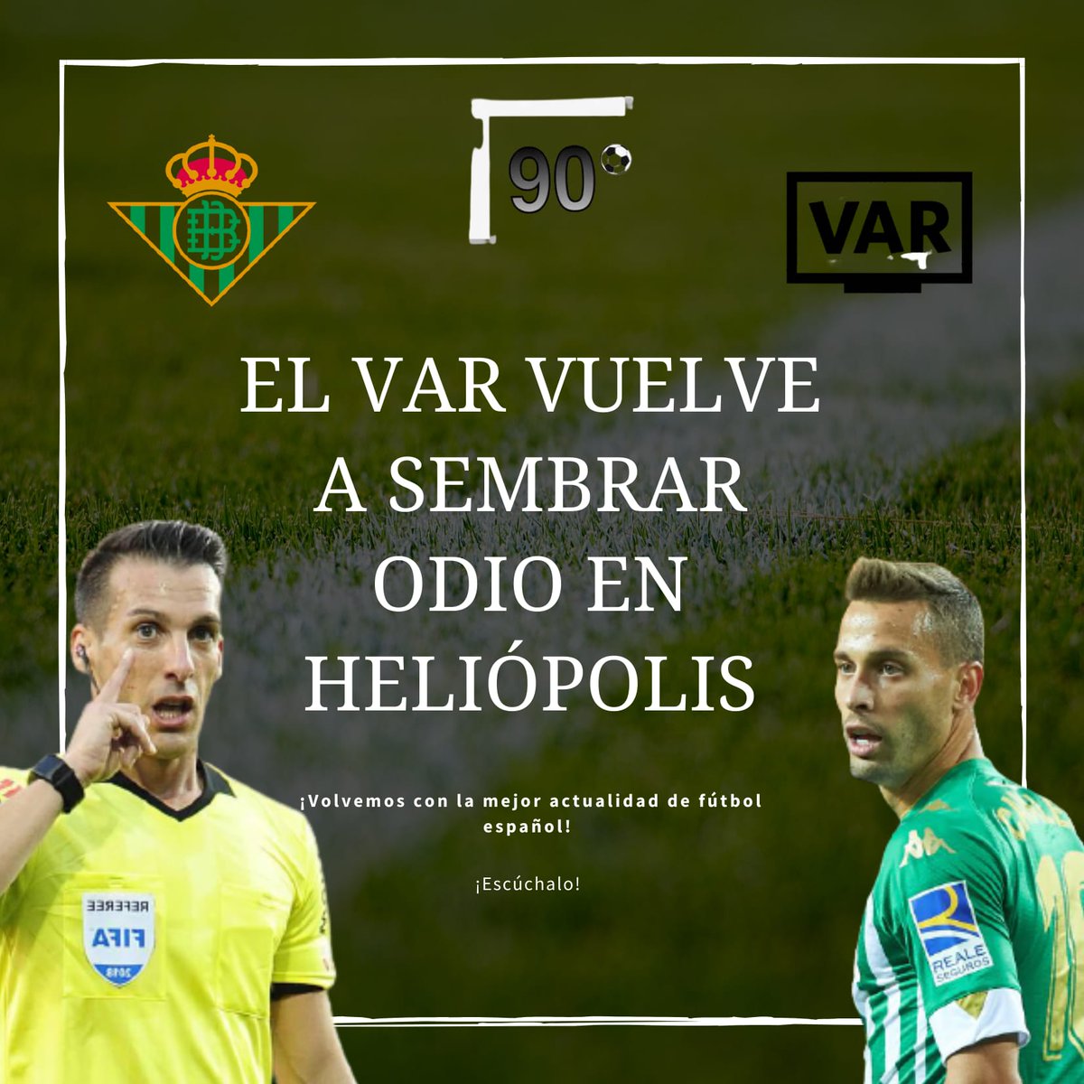 NoventaGradoss's tweet photo. ‼️🔝 Nuevo podcast disponible en Spotify y Ivoox 🔝‼️

0⃣2⃣✖️0⃣5️⃣ El VAR vuelve a sembrar odio en Heliópolis 🤬

🗣🎙 @Daniiperezg_ @luisfaa_2 @IvanDR86_

🔗 https://t.co/PaHEi89Oji https://t.co/9n81CmV1CC