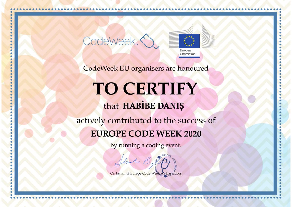 rizvanilkokul's tweet image. KODLAMA PAYLAŞMAKTIR
Codeweek etkinlikleri haftasında "code-Konya" ve "eTwining" projemiz kapsamında "geçmişimi geleceğime kodluyorum" kodlarıyla 4/A sınıfı olarak katıldığımız Avrupa Kod Haftası sertifikalarımız
#konyainsanmektebi
#eTwining
#codeweektr
#kemalrızvanoğluilkokulu