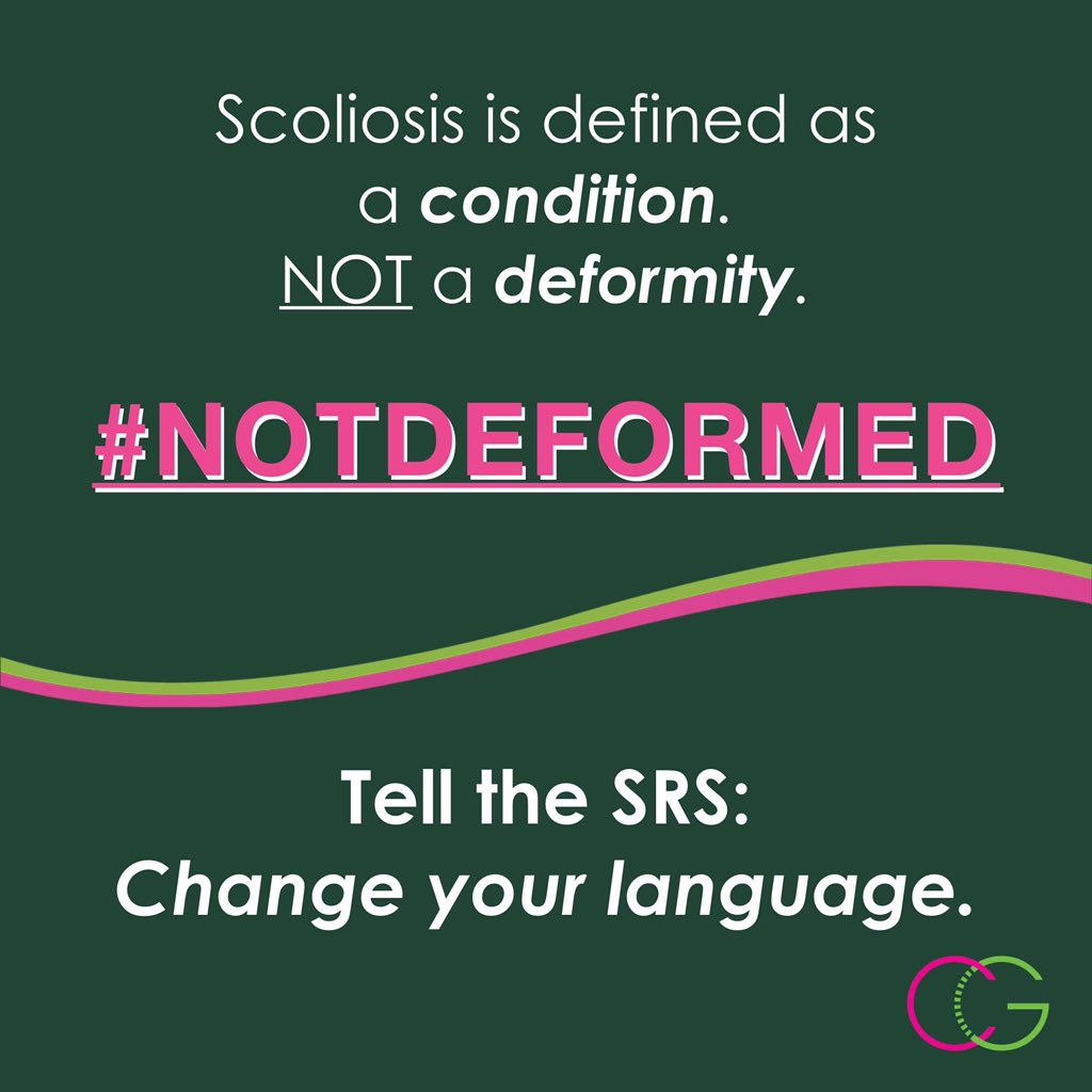 rebeccabear1's tweet photo. @SRS_org Patients with scoliosis are not deformed. Please change this stigmatizing language. I live with scoliosis myself and have 3 children who do as well. I want them to feel empowered, not weak, as I did. #NotDeformed @CurvyGirlsScoli https://t.co/IN8ddYs7SE