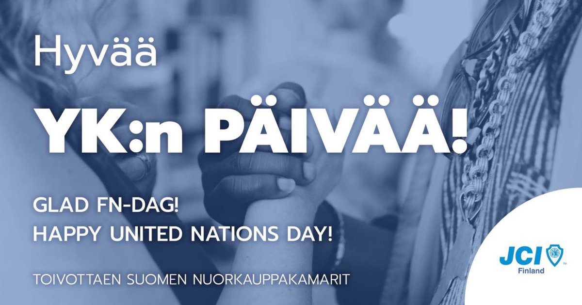 YK:n  tavoitteenaan on luoda maailma, jossa ihmiset eläisivät tasavertaisina ja hyvinvoivina, ilman väkivallan ja sodan uhkaa. Tänään juhlistamme 75-vuotiasta YK:tä.

Hyvää YK:n päivää!
#yk #ykpäivä #jcifi #jciturku