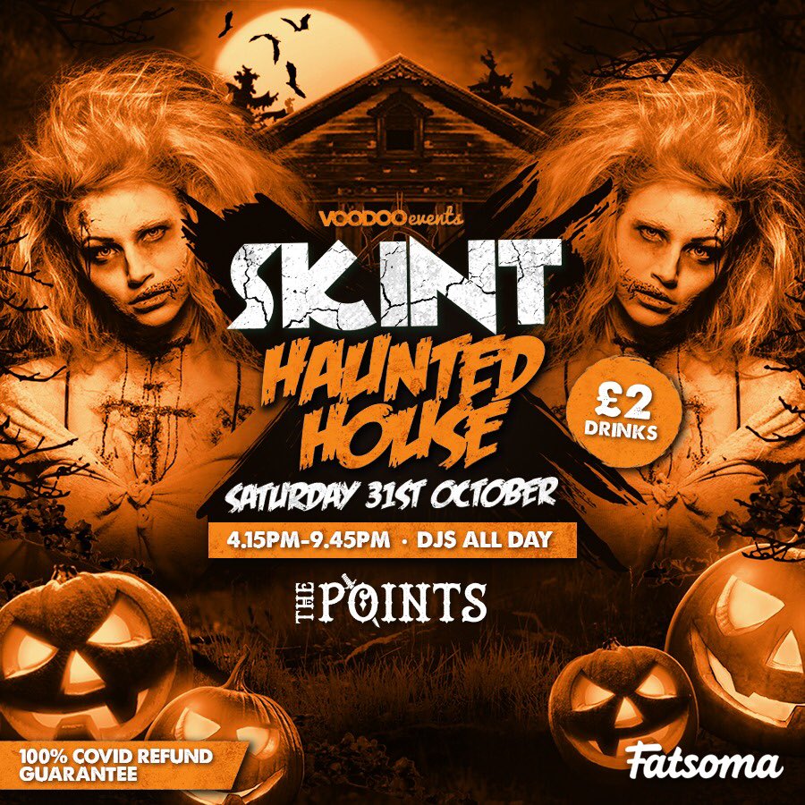 SkintNewc's tweet photo. Spooky Lineup!! 👻🎃

Skint Halloween Thursday @ The Points (29th)

Skint Halloween Day Party @ The WonderBar (31st)

Skint Haunted House @ The Points (31st) https://t.co/taaxYulL8P