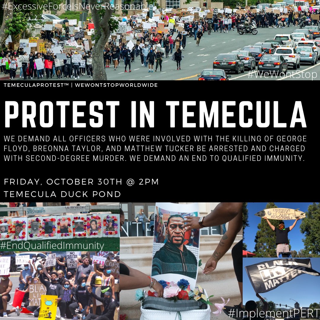 temeculaprotest's tweet photo. Qualified immunity is just one part of the corrupt system that prevents police officers from holding real accountability for their hate crimes. We protest to end qualified immunity. https://t.co/HGRkY2zAU7