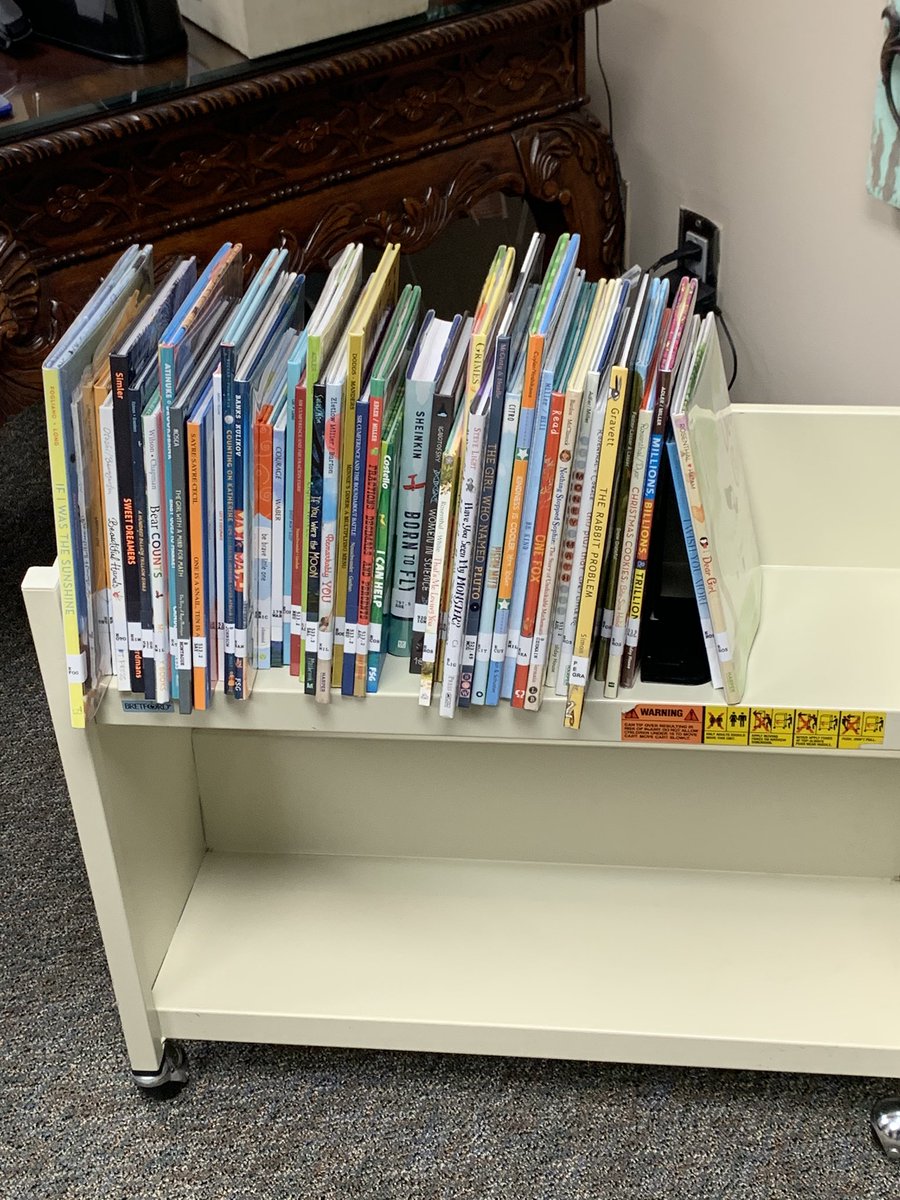 mayzermath's tweet photo. A few family members donated money to our school in memory of my mom to purchase books for the school library. Yesterday, @malynn_r showed Ashley and I the books they had chosen 💜 The thoughtfulness of the books picked and the Snoopy labels are absolutely perfect! #goOKEkoalas https://t.co/e7KwrOwhCs