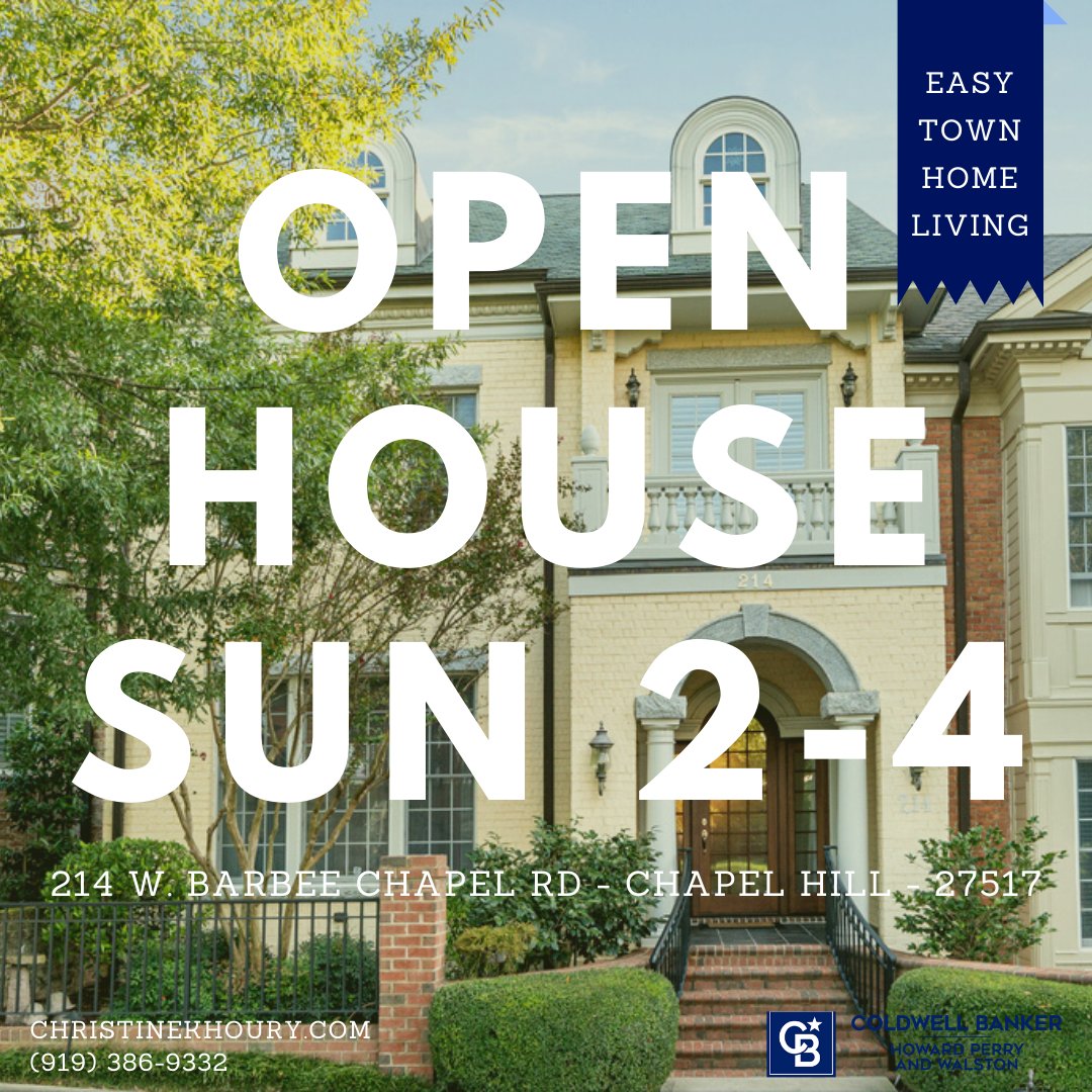 SmartMoveTeam2's tweet image. 🚨 Just Announced!  #OpenHouse for this beautiful #Meadowmont townhome.   Recent updates, incredible living space and unmatched convenience make this home a gem.  
Sunday 10/25 2-4pm 214 W. Barbee Chapel Rd

Call (919) 386 9332 to learn more or visit christinekhoury.com #TCKT