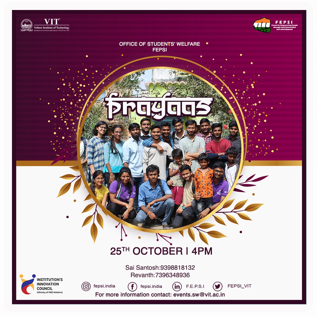 FEPSI_VIT's tweet photo. F.E.P.S.I. has teamed up with UPAY, yet again for our second edition of the #VirtualOutreach - #Prayaas! Be sure not to miss this fun-filled session of study sessions and fun #activities. https://t.co/8NkLZAyzFC