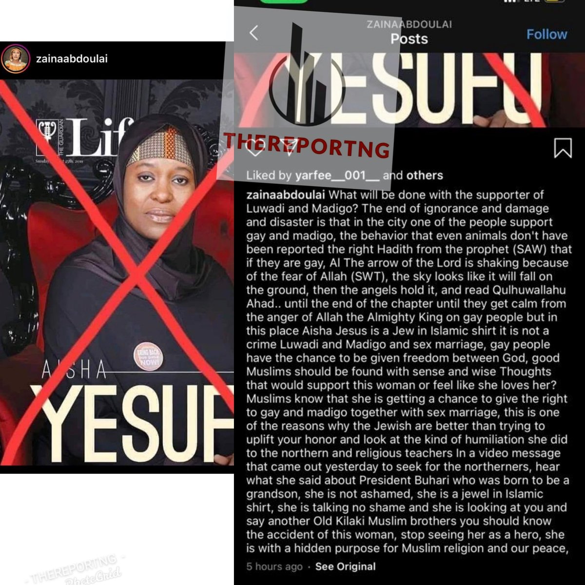 thereportng's tweet photo. Buhari’s Fanatic, Zainab Abdullahi, Calls On Northerners To Attack Human Rights Activist, Aisha Yesufu.
 #endsars #endpolicebrutality #Nigeria #endsarsnow #lekkigenocide https://t.co/VhkjQup7RQ