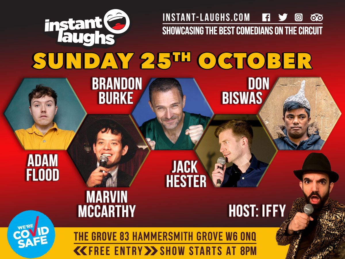 Instant-laughs (@instantlaughshq) on Twitter photo We have a tantalising show for tomorrow, get yourselves seated and booted for an amazing night at 8pm:bit.ly/348pfZ6 @riceandchips1 <a href="/iffytellsjokes/">iffy</a>
#comedy #freeevents #london #fun #thingstodo <a href="/DonBiswascomedy/">Don Biswas</a> <a href="/floodhaha/">Adam Flood</a> We have a tantalising show for tomorrow, get yourselves seated and booted for an amazing night at 8pm:bit.ly/348pfZ6 @riceandchips1 <a href="/iffytellsjokes/">iffy</a>
#comedy #freeevents #london #fun #thingstodo <a href="/DonBiswascomedy/">Don Biswas</a> <a href="/floodhaha/">Adam Flood</a>