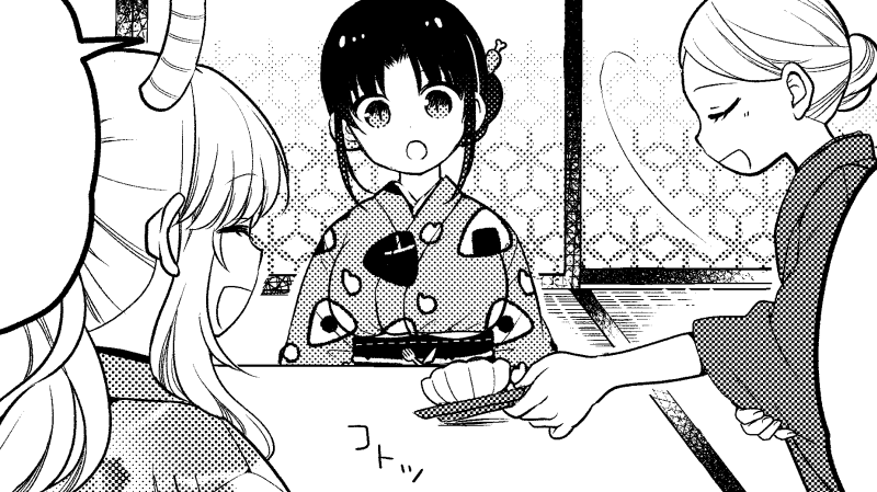 カンナ「月刊アクション発売です!小林さんちのメイドラゴン本編・カンナの日常・ルコアは僕の」|カザマアヤミ@エルマのOL日記連載中のイラスト