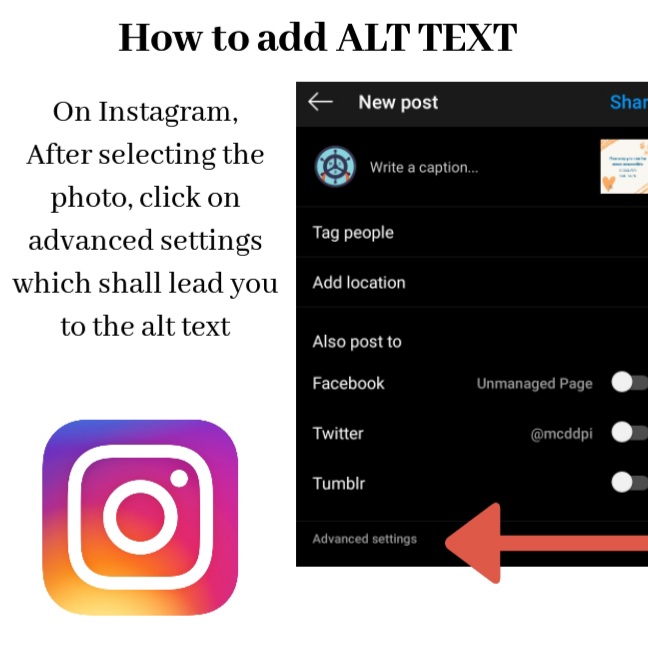 mcddpi's tweet photo. How to add alt text to your photos on different social media platforms 
#facebook #twitter #instagram https://t.co/sVAuYYNXCr