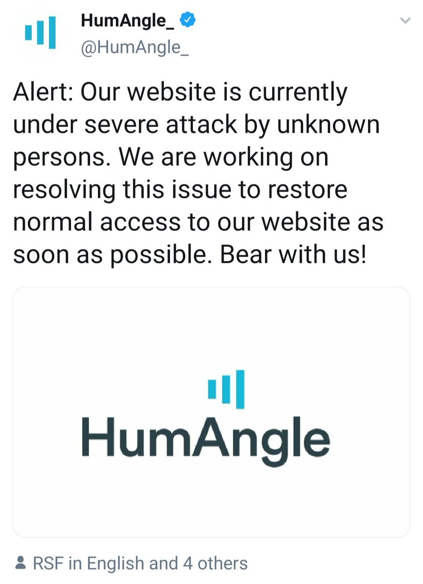 NewsWireNGR's tweet photo. Breaking: Nigeria’s @HumAngle_ website is currently under attack after publishing a forensic analysis, fact-checking the events of  #LekkiMassacre when security forces opened fire killing peaceful #Endsars protesters in Lagos. https://t.co/86qxbqiOjz