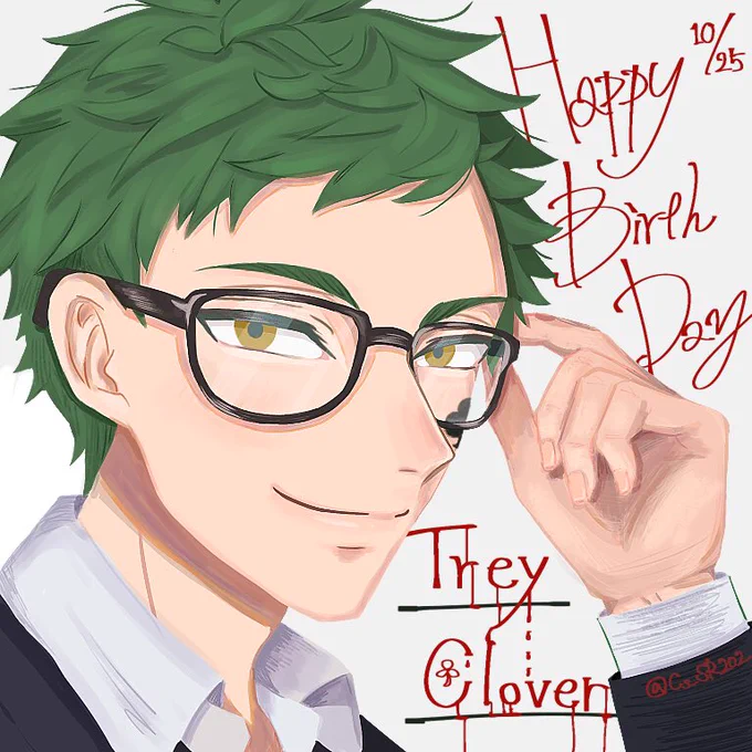 トレイ先輩お誕生日おめでとう〜〜!!!🥳♣️🎂🎉

#トレイ・クローバー誕生祭2020 
#ツイステファンアート 