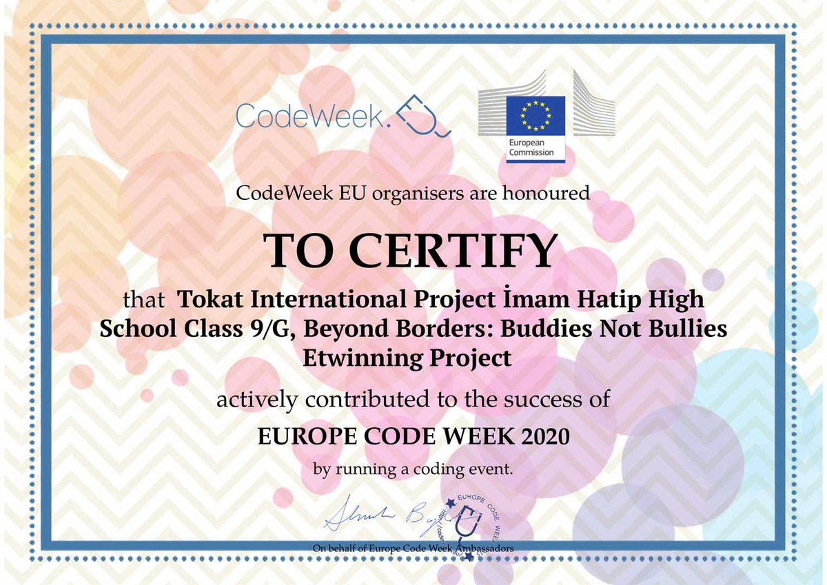 EUROPE CODE WEEK 2020 SERTİFİKAMIZI ALDIK https://t.co/Q6qMsooHrE
#MEB #DinÖğretimi #etwinning https://t.co/T6hpbftGqE