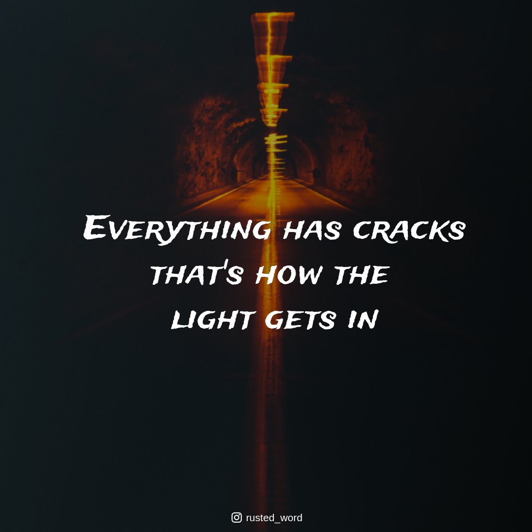 rusted_word's tweet photo. Everything has cracks that's how the light gets in.
-Unknown

https://t.co/Y9un36OeBH

#rustedword #FridayMotivation
#FridayThoughts #FridayFeeling  #love #cute  #quotes https://t.co/2E4KDvfcbE