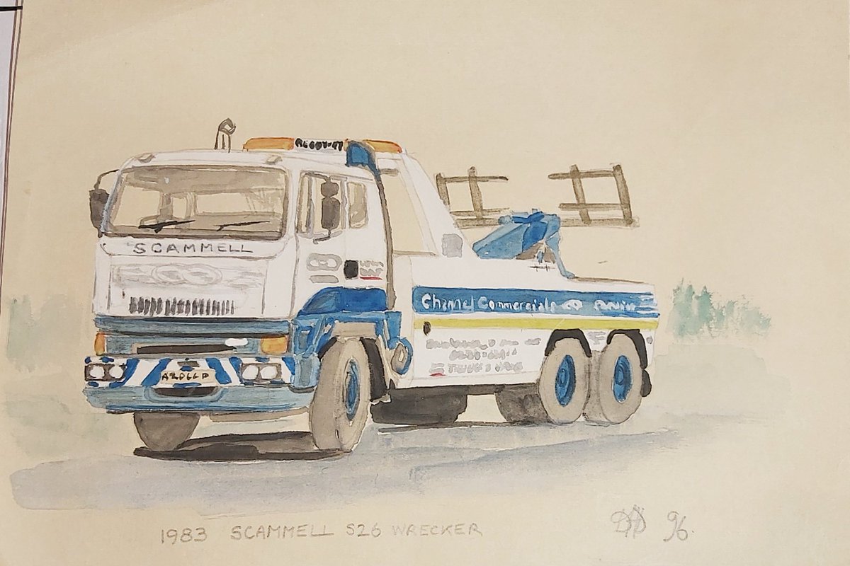 EdHardy74's tweet image. Just found this doodle I did back in 1996 of a 1983 Scammell S26. Still my favourite truck. #scammell #truck #wrecker #heavyrecovery