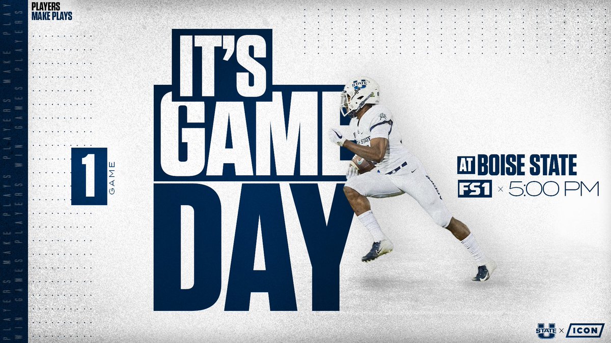 USUFootball's tweet photo. WE 👏 ARE 👏 BACK 👏

➡️ at Boise State
➡️ 5:00 PM | @FS1

#AggiesAllTheWay https://t.co/92rZdfBchb