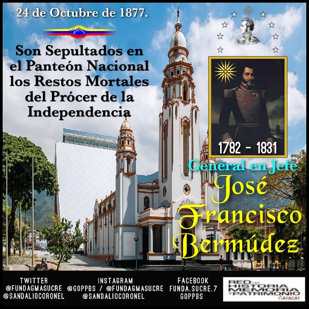 Fundación Sucre Biblioteca. Un día como hoy de 1877, fueron llevados los restos mortales del Gral. en Jefe José Francisco Bermúdez, al Panteón Nacional,...
instagram.com/p/CGu0P-9hXL5/…