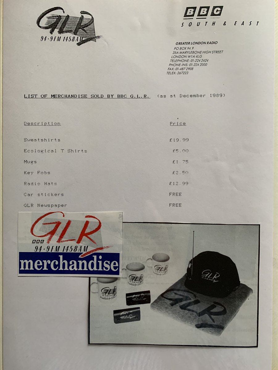GLR’s merchandise was a bit more conservative than Radio London’s: