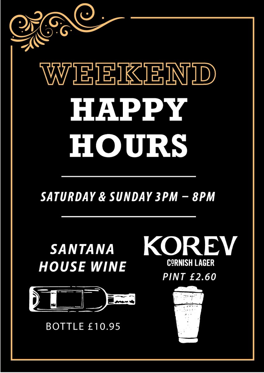 theramexeter's tweet photo. What's better than a happy hour?

How about three?

Although we've had to limit our opening hours, we're still having happy hours every weekend from 5pm. Korev or Santana - it's up to you! https://t.co/nqqnJKOVQV