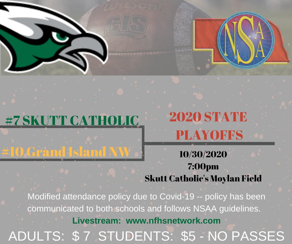 SkuttCatholic's tweet photo. It's official!  SkyHawks will HOST a playoff 🏈 game on Friday night.   

Complete Class B bracket here:  https://t.co/WLEX0amWpR

@SkuttFB @letsgoHAWKS @skuttcheerteam @skuttdanceteam https://t.co/7cJwXla7bh