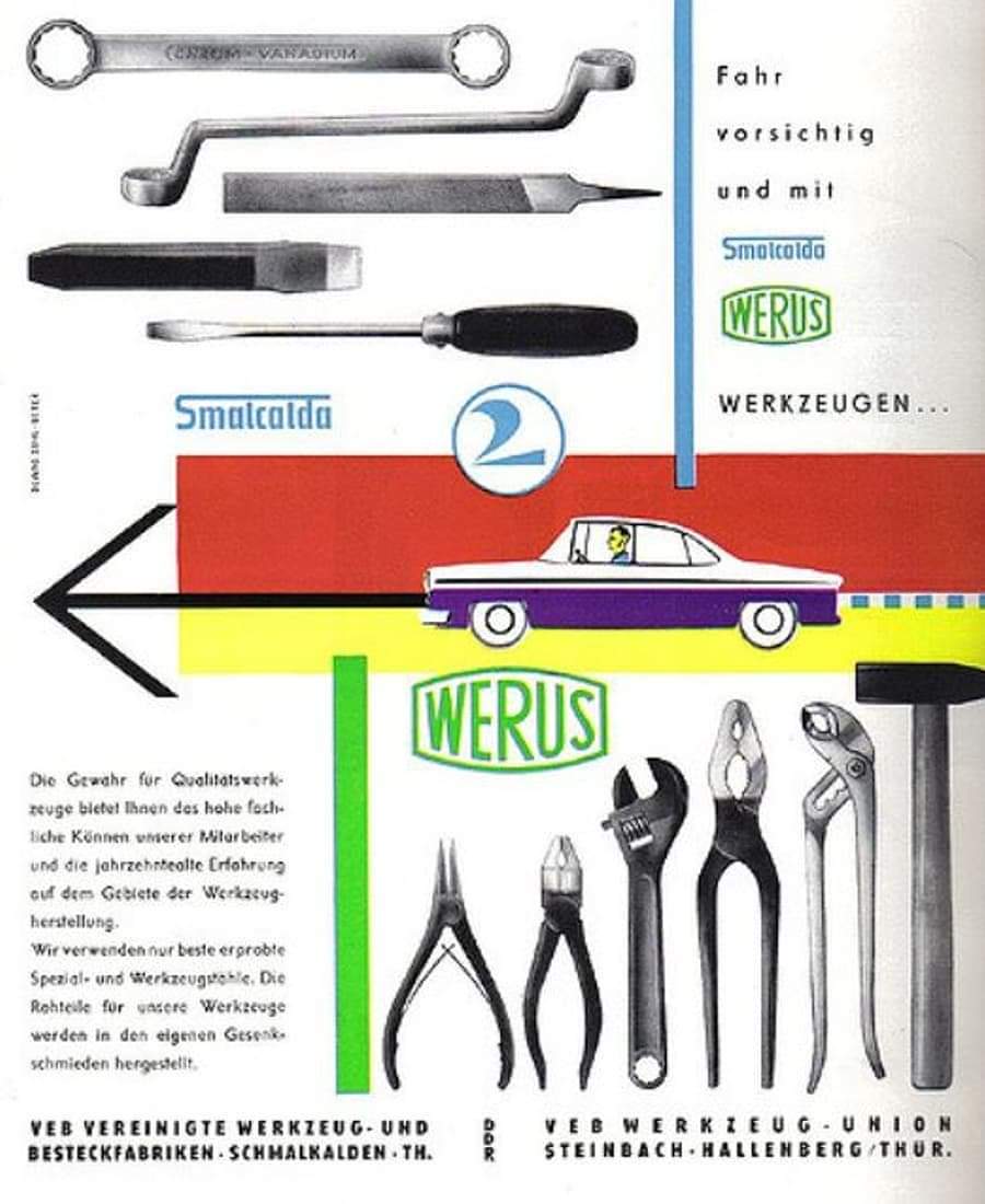 DDR_Reklame's tweet photo. Die VVB Werkzeugmaschinen und Werkzeuge (WMW) war die Vereinigung der Volkseigenen Betriebe der DDR aus der Werkzeugmaschinen- und Werkzeugbranche.
#Werus #Smalcalda #Werkzeug #VEB #Schmalkalden #SteinbachHallenberg #Tools #DDR #GDR #Ostalgie #EastGermany https://t.co/Q8XcDyWrYx