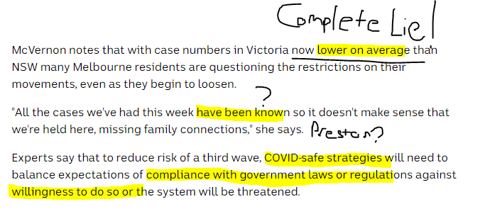 Ok that NSW/VIC thing is a complete lie. NSW was higher for a few days and they're back to zero local. And we still have a few unknowns in Melbourne. But the third point is on the money (I think NSW strongly understands this).