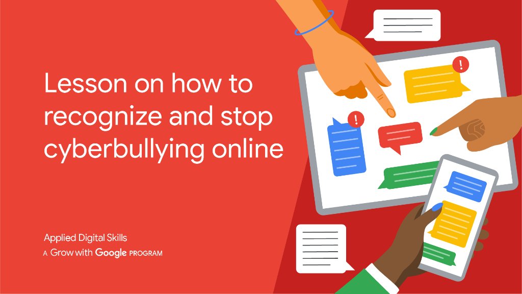 GoogleForEdu's tweet photo. This #NationalBullyingPreventionMonth, check out this lesson on how your students can identify cyberbullying and learn to be outstanding upstanders 🌟: https://t.co/wbmD0QycB5. #AppliedDigitalSkills https://t.co/a62VsIehjp