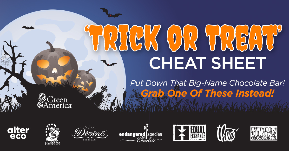 Green America (@greenamerica) on Twitter photo This #Halloween, ditch the tricksters and treat yourself to chocolate from these A-rated companies! 👻:
@AlterEcoSF <a href="/eatbeyondgood/">Beyond Good</a> <a href="/DivineChocUSA/">Divine Chocolate USA</a>
<a href="/ESC_Chocolate/">Endangered Species Chocolate</a> <a href="/EqExCoop/">Equal Exchange Co-op</a> <a href="/theochocolate/">Theo Chocolate</a> & <a href="/TonysChocoUS/">TonysChocolonely US</a> This #Halloween, ditch the tricksters and treat yourself to chocolate from these A-rated companies! 👻:
@AlterEcoSF <a href="/eatbeyondgood/">Beyond Good</a> <a href="/DivineChocUSA/">Divine Chocolate USA</a>
<a href="/ESC_Chocolate/">Endangered Species Chocolate</a> <a href="/EqExCoop/">Equal Exchange Co-op</a> <a href="/theochocolate/">Theo Chocolate</a> & <a href="/TonysChocoUS/">TonysChocolonely US</a>