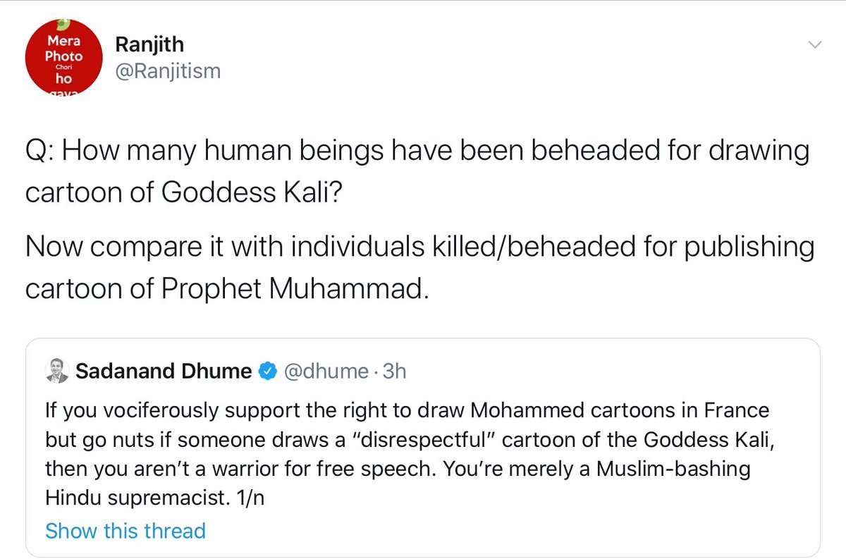 Common Hindu Right response to this thread: “We’re better than Islamic State!” My view: 1. True that unlike Islamists Hindutva fans are generally non-violent in the West. 2. That’s an extremely low bar. 3. In India, zealots do murder people for “blasphemy”—e.g. for killing a cow.