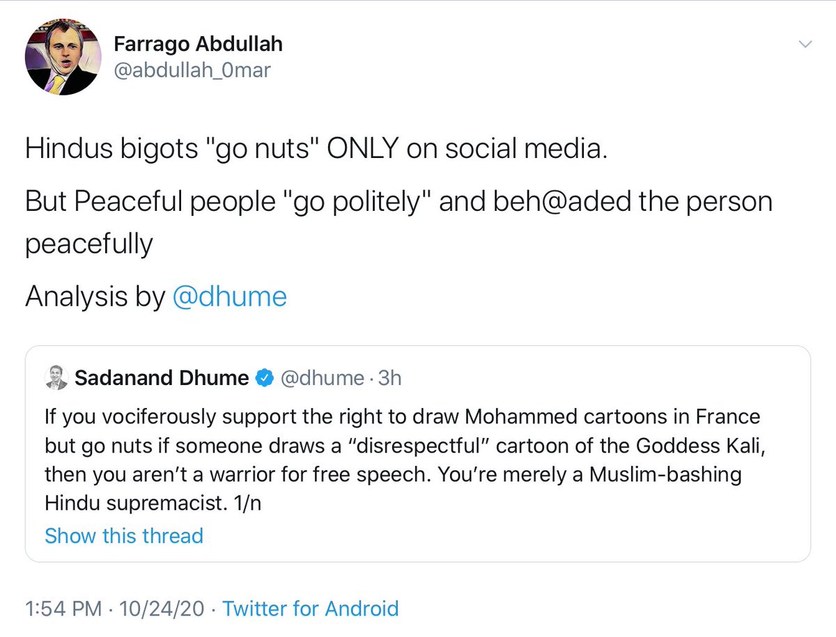 Common Hindu Right response to this thread: “We’re better than Islamic State!” My view: 1. True that unlike Islamists Hindutva fans are generally non-violent in the West. 2. That’s an extremely low bar. 3. In India, zealots do murder people for “blasphemy”—e.g. for killing a cow.