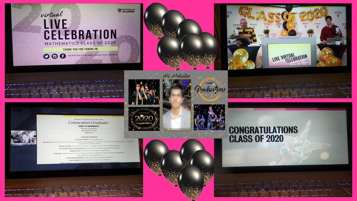 GulamaniAbdulla's tweet photo. Thankyou @UWaterloo for a phenomenal virtual grad celebration this morn during the global #pandemic.  Our family was able to join from across Canada &amp; abroad to celebrate our son's achievement &amp; resilience! #COVID19 #classof2020 @WaterlooMath #BMathProud #WaterlooGrad #UWaterloo https://t.co/EM79j63unw