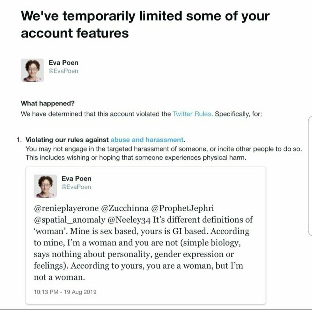 Attached are just a few tweets which illustrate the point, including one in which an account was locked for stating that “only females get cervical cancer," an irrefutable, biological fact. Hundreds more are contained in the excellent thread linked in the next tweet which has 3/6