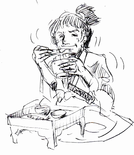 サムライが飯を食う。むしゃむしゃ。※再掲。
 #ふとんが吹っ飛んだ系のダジャレで攻めて 