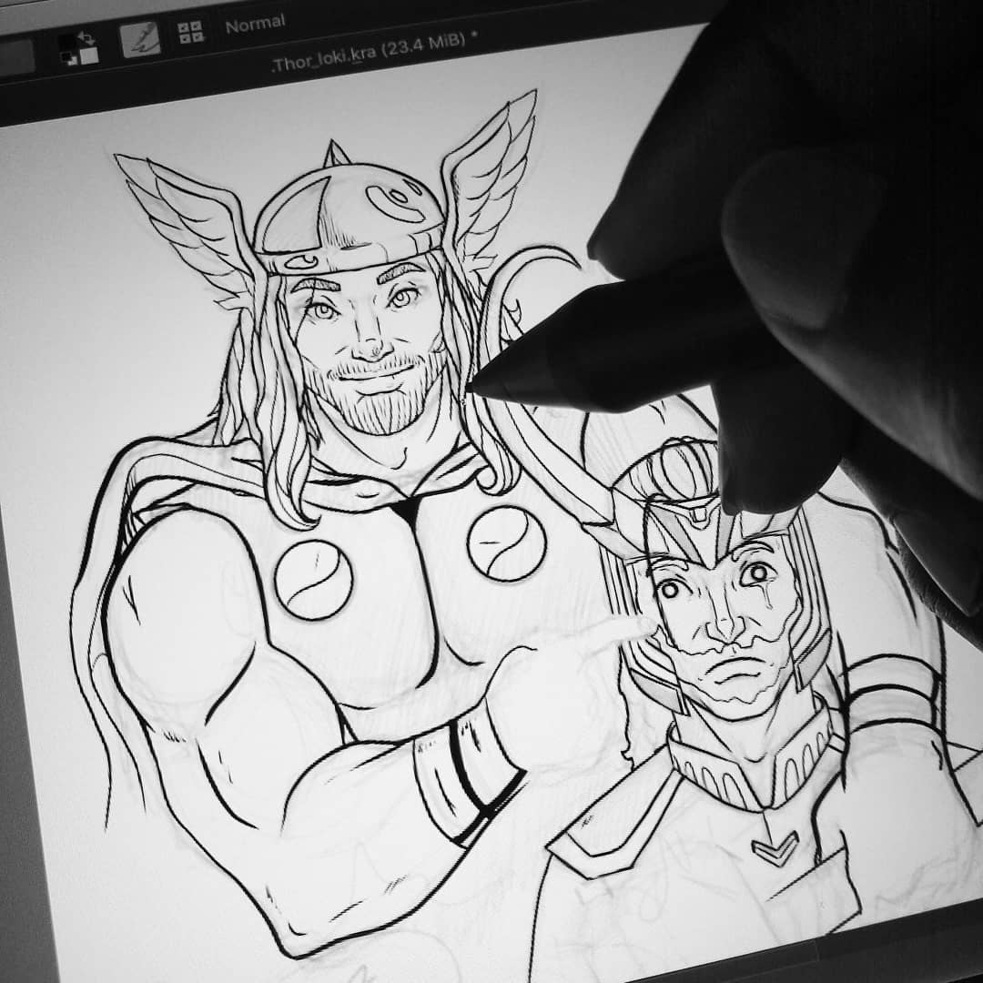 Art23Bkb's tweet photo. Still working on this old sketch based on The Killing Joke book cover.
#art #sketchoftheday #digitalsketch #marvel #dccomics #thor #krita #kritasketch #loki #fanart #sketch #sketching #joker #marvelcomics https://t.co/cK5NGfKHVc