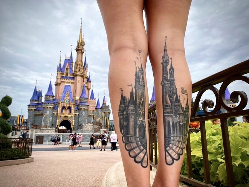 4. Small Disney castle tattoo with Mickey ears - wide 6