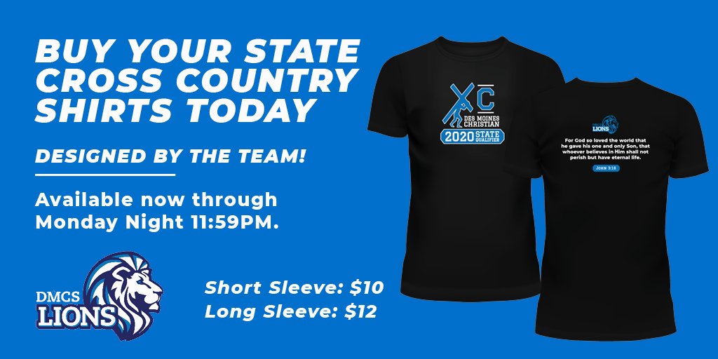 DMCAthletics's tweet photo. Support the Cross Country team by purchasing a State T-Shirt designed by the team, themselves! Order now because the online store will close Monday night at midnight!
https://t.co/W1mczqNY6z
Your orders will be available to pick up at the school on Friday (Oct. 30). #DMCXC https://t.co/LJsWPqBUrn