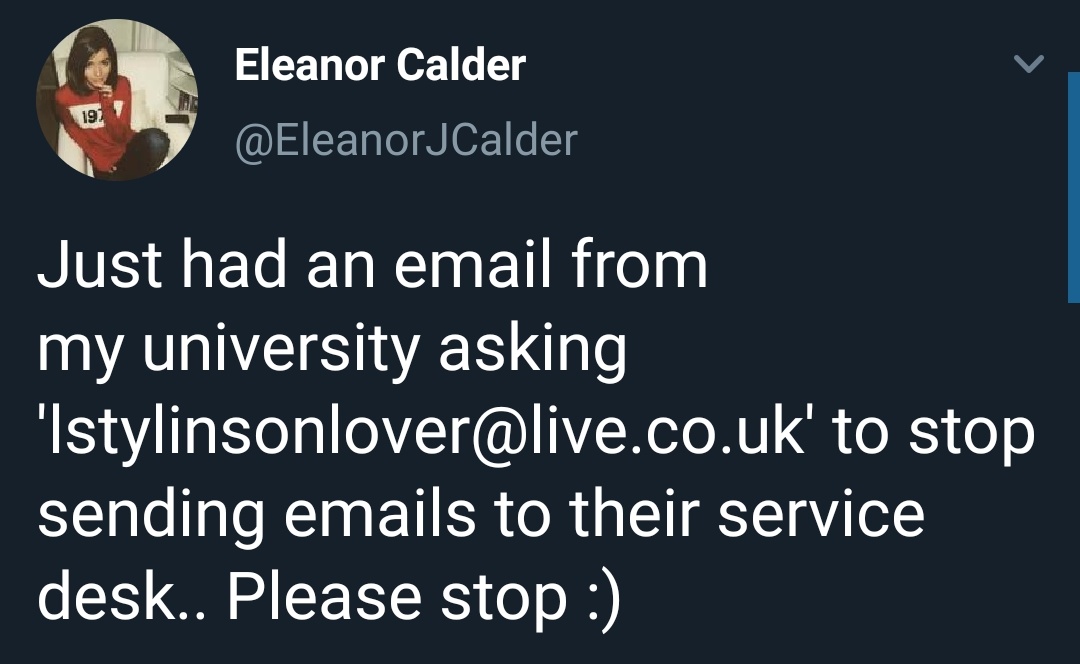 I don't care what you believe in, you should never contact someones school or job as a fan. On the other hand, what El did also should never happen. Instead of messaging this person in private, she leaked their whole email address to her large following in 2012.