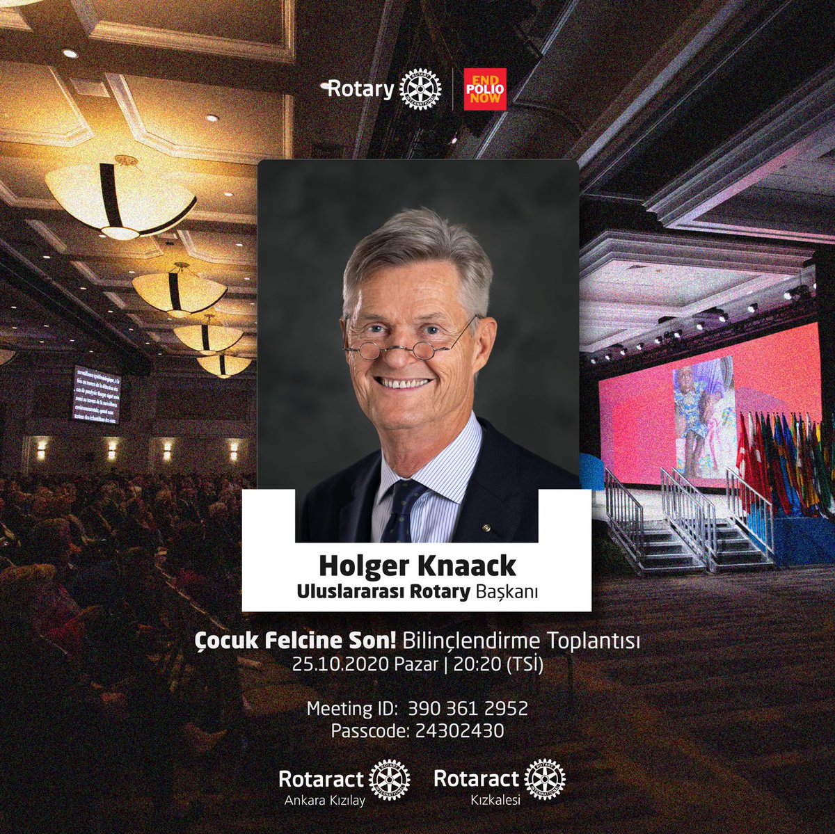 #çocukfelci için hikayemizi anlatıp, bir hastalığı nasıl dünya üzerinden yok ettiğimizi konuşacağız.

Uluslararası Rotary Başkanı Holger Knaack 25 Ekim Pazar günü Türkiye saati ile 20.20’de Zoom toplantısında bizlere hitap edecektir.

instagram.com/p/CGu6_NgANnx/…