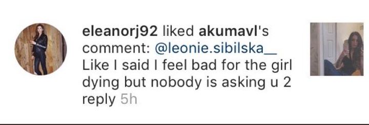 When Felicity Tomlinson died in 2019, Eleanor liked quite hatefull comment towards Fizzy on IG. Now she did unliked it after a while, so it could have been an accident, but it wasn't immediate which is usually the case when we like something on IG by accident.
