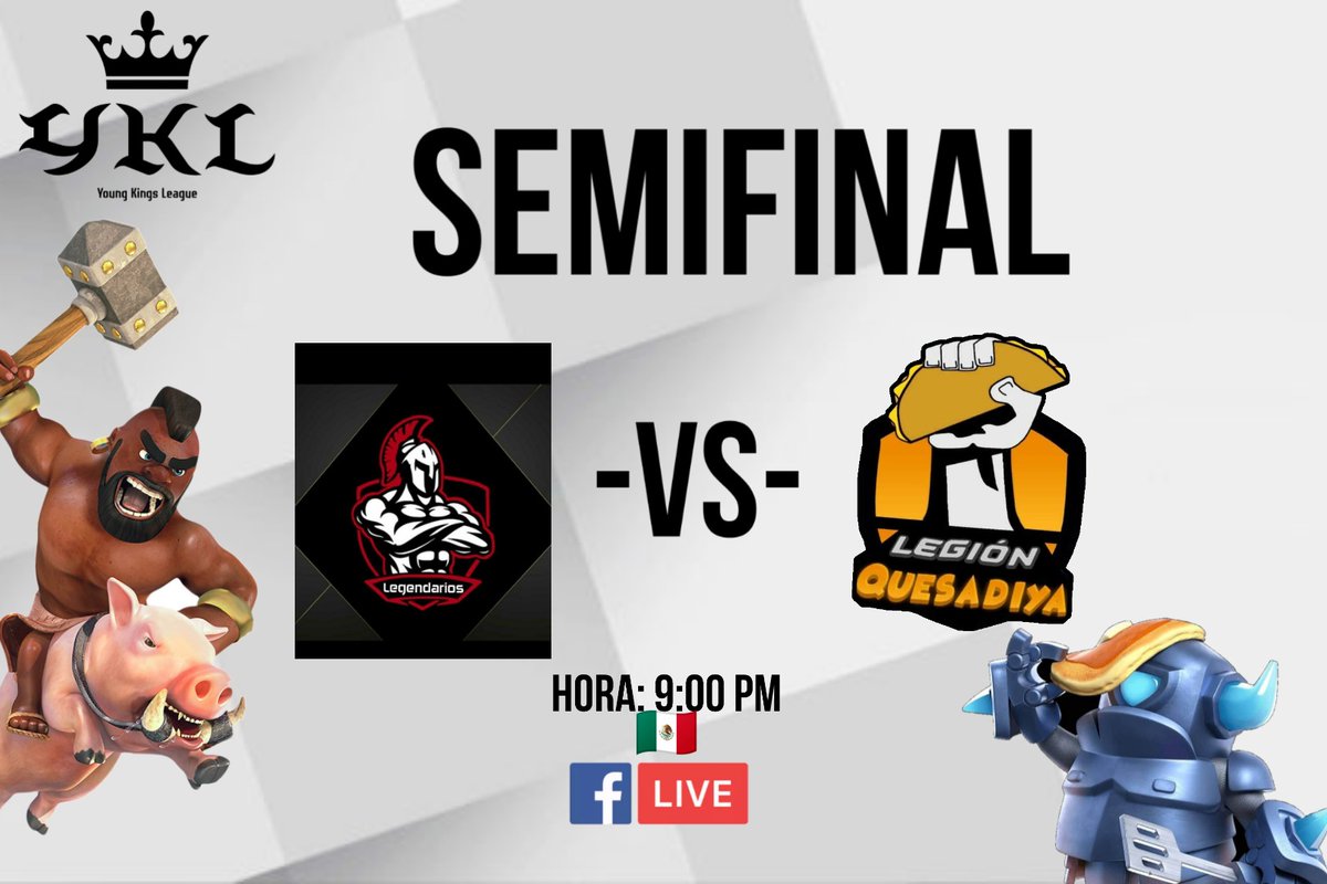 Hoy es la primera semifinal de la Young Kings League, el que estará disputando 2 equipos fuertes 👊🏽🤯

@LQuesadiya 🆚 Legendarios 
Hora: 9:00 PM 🇲🇽
Fecha: Sábado 24 de octubre 
▶️ facebook.com/TYoung-Kings-1…

¡Éxitos equipos!