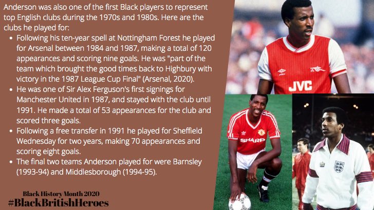 Today, for the 24th day of  #BlackHistoryMonth   we celebrate the achievements of Viv Anderson  #BHM    #BlackBritishHeroes  @Anderson_Viv