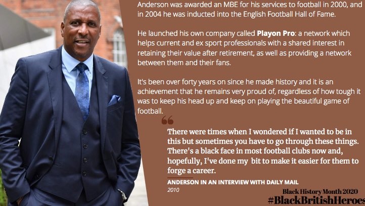 Today, for the 24th day of  #BlackHistoryMonth   we celebrate the achievements of Viv Anderson  #BHM    #BlackBritishHeroes  @Anderson_Viv