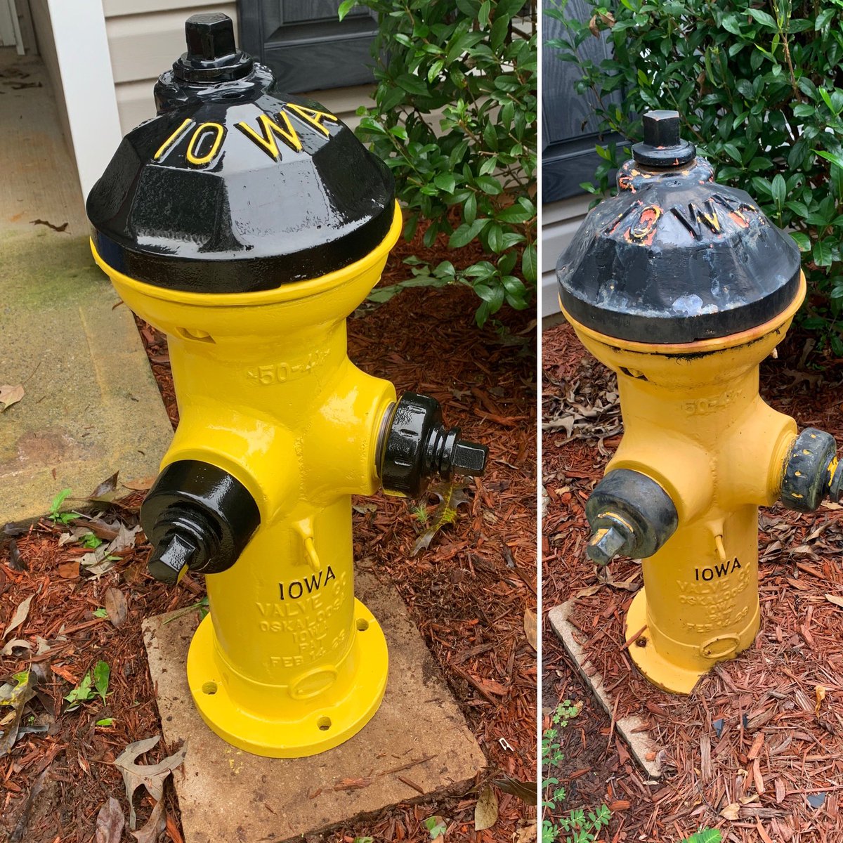 Arcpowdercoat's tweet photo. Refinished a customer’s 1920’s fire hydrant in Iowa Hawkeye colors. #arcpowdercoating #powdercoat #powdercoating #powdercoated #powdercoatnation #custompowdercoat #powdercoateverything #powdercoaters #powdercoatedtough #firehydrant #iowahawkeyes #hawkeyes #iowahawkeyesfootball https://t.co/WmYd1ya5Wy