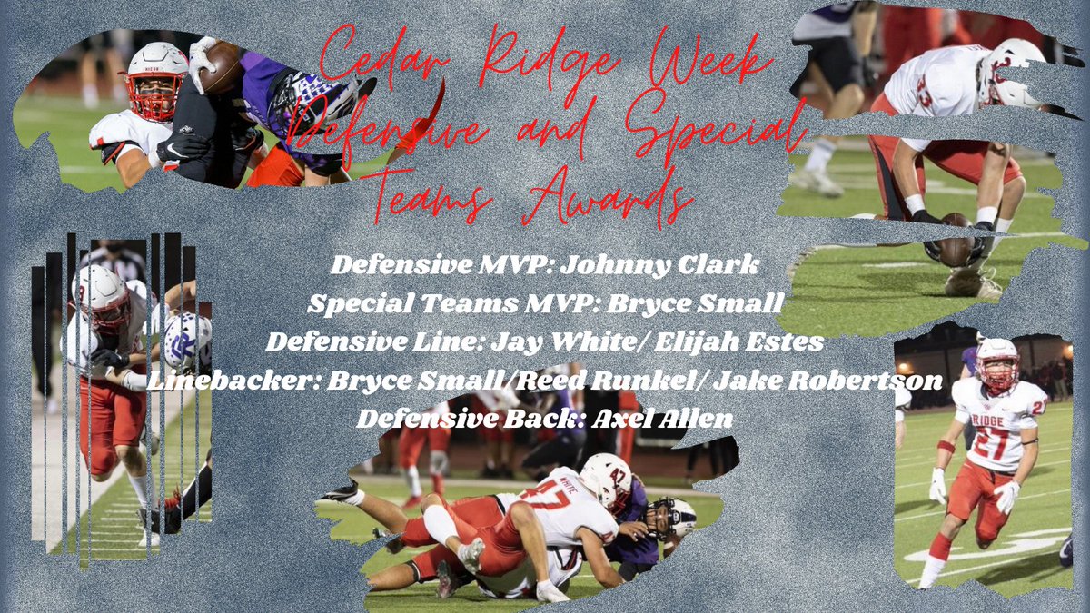 vrhsfootball's tweet photo. Players of the Week from a great team W last night against Cedar Ridge! #POTW #OneChoice https://t.co/VAORSpOaLL