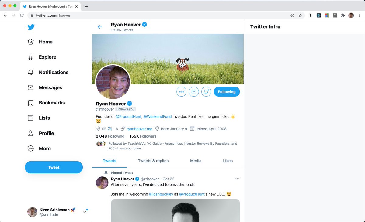 srinitude's tweet photo. Starting to do the frontend work on the #TwitterIntro Chrome extension https://t.co/UcBlm8Hv8U