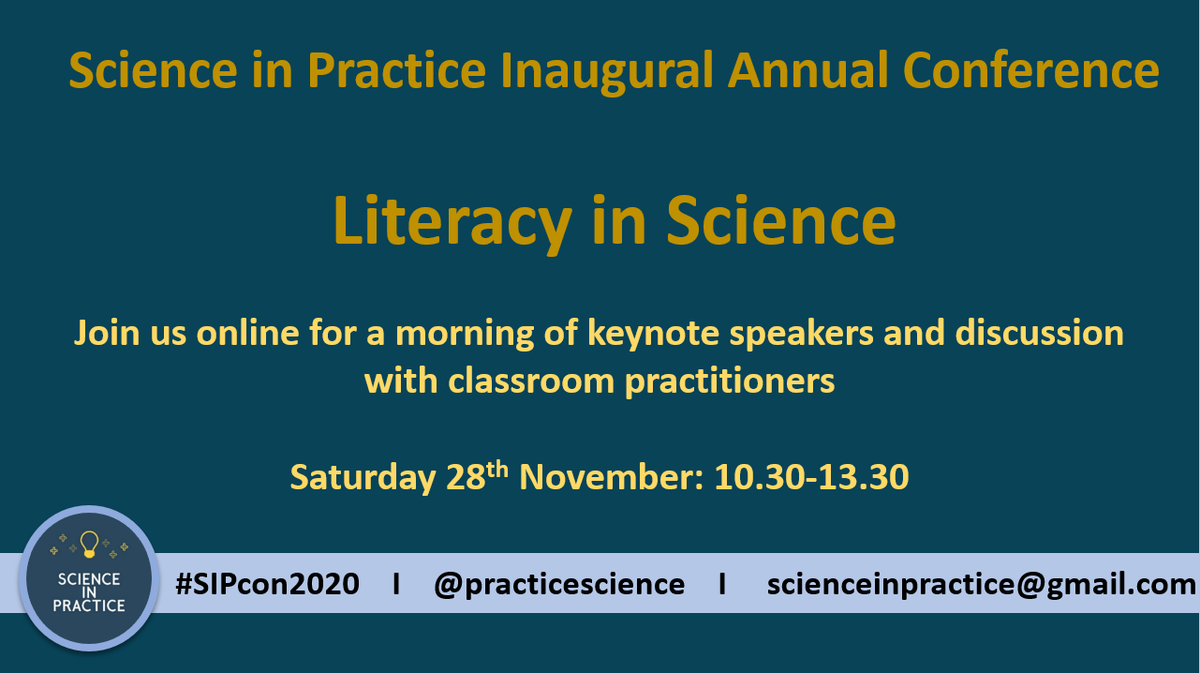📢Announcing the first ever 'Science in Practice Annual Conference'📢

#SIPcon2020 is themed around this year's most popular conversation topic 'Literacy in Science' 

Details of our speakers will be released over the next week!

Tickets are FREE here: bit.ly/31Ffy2L
