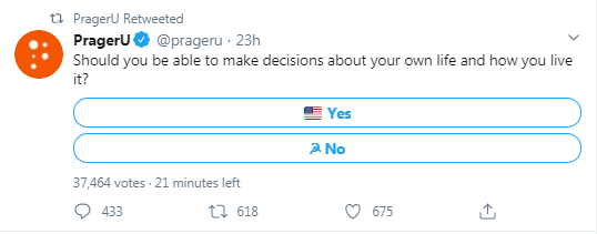 This poll a good example of what often passes for conservatism in this country.It has such an impoverished understanding of liberty that it can't conceive of anything between "I do what I want" and communism.