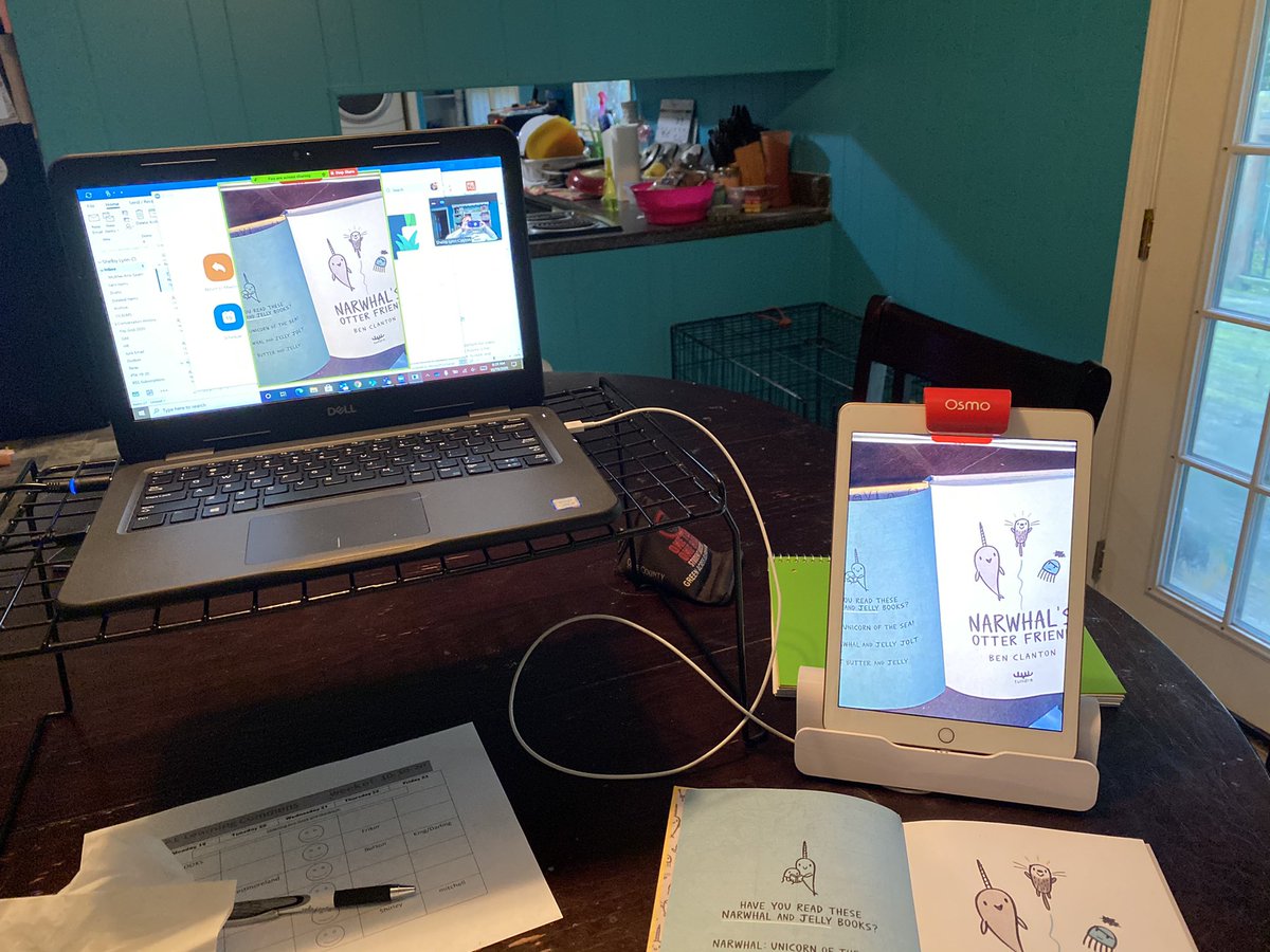 djshelbsface's tweet photo. Working from home using @PlayOsmo projector app to broadcast the book I’m reading to the classes! Thanks Osmo for making working form home easier!!! https://t.co/uqrx9pLoOW